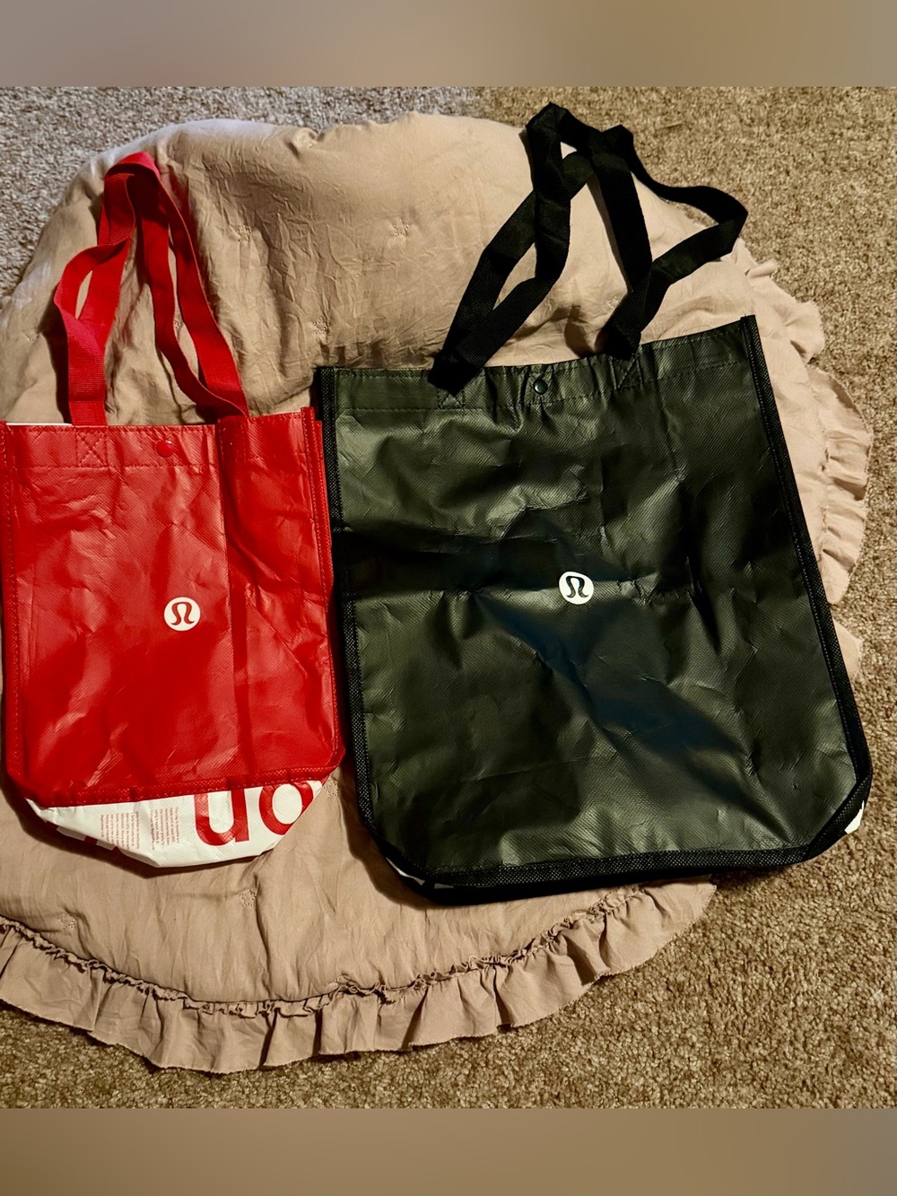 2x reusable lululemon athletica Red and Black Reusable Tote Pair